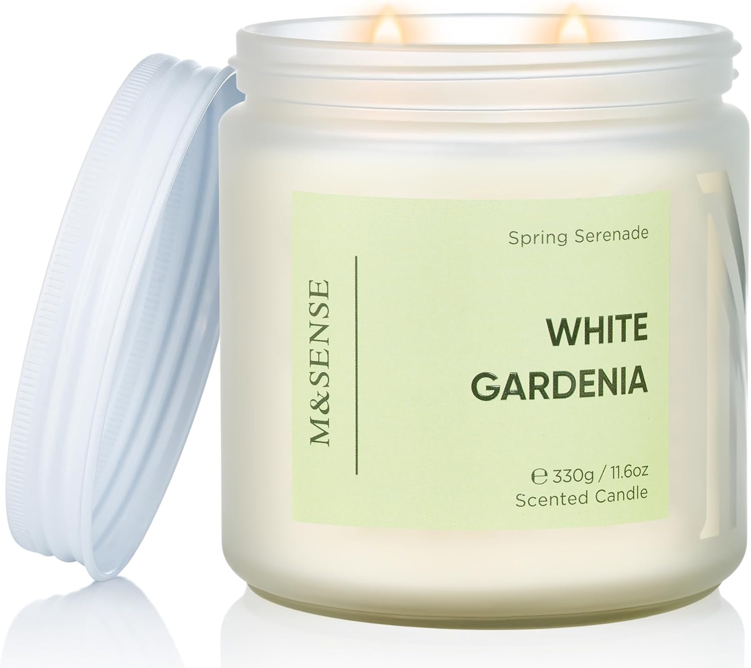 M&SENSE White Gardenia Scented Candle - 11.6oz Natural Soy Wax 70-Hour Long Lasting Burn Time Non Toxic, 2-Wick Spring Flower Candle for Home Decor Slow-Burning Aromatherapy Gifts