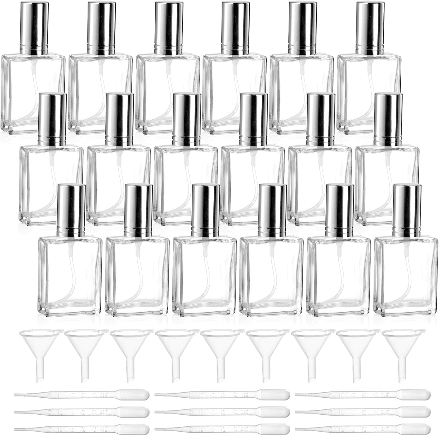 18 Pack Clear Glass Fine Mist Atomizer Spray Bottles, 15ml Refillable Mini Perfume Bottle, Empty Glass Perfume Atomizer Bottle Fragrance Bottles with Droppers and Funnels