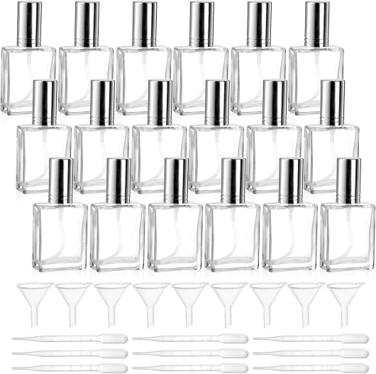 18 Pack Clear Glass Fine Mist Atomizer Spray Bottles, 15ml Refillable Mini Perfume Bottle, Empty Glass Perfume Atomizer Bottle Fragrance Bottles with Droppers and Funnels