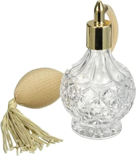 80ml Clear Crystal Vintage Style Perfume Bottle Gold Long Spray Tassels Atomizer Pump Refillable Glass Bottles Makeup Tool