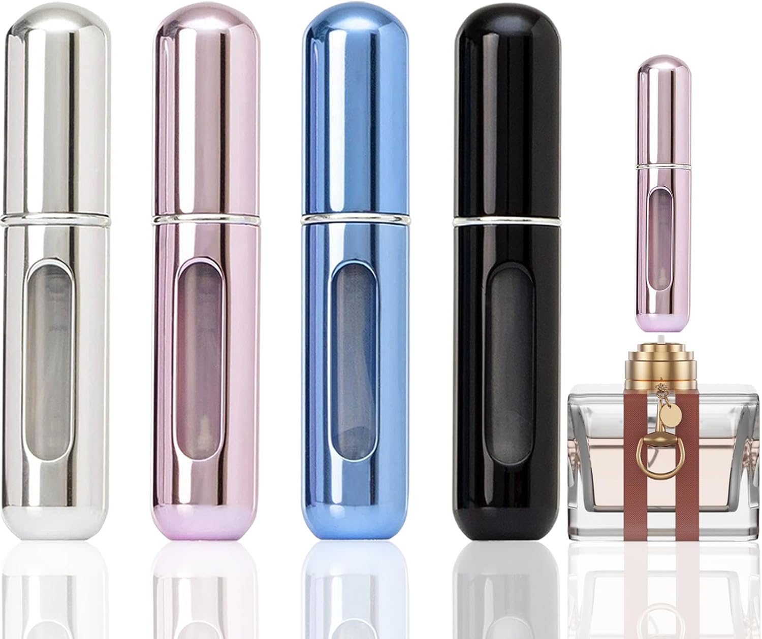 Portable Mini Refillable Perfume Atomizer Bottle, Travel Size Refillable Perfume Refill Bottle - Perfume Atomizer Refillables, Scent Pump Case, Small Perfume Spray 4 Pcs Pack of 5 ml Mini Refillable Perfume-A