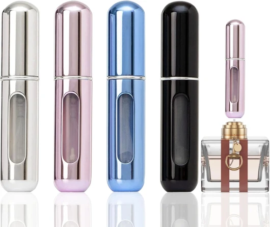Portable Mini Refillable Perfume Atomizer Bottle, Travel Size Refillable Perfume Refill Bottle - Perfume Atomizer Refillables, Scent Pump Case, Small Perfume Spray 4 Pcs Pack of 5 ml Mini Refillable Perfume-A