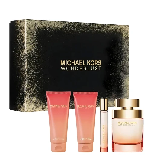 Wonderlust for Women 4 Pieces Gift Set, (3.4 Ounce Eau de Parfum Spray +3.4 Ounce Body Lotion +3.4 Ounce Shower Gel + 0.3 Ounce Eau de Parfum Spray)