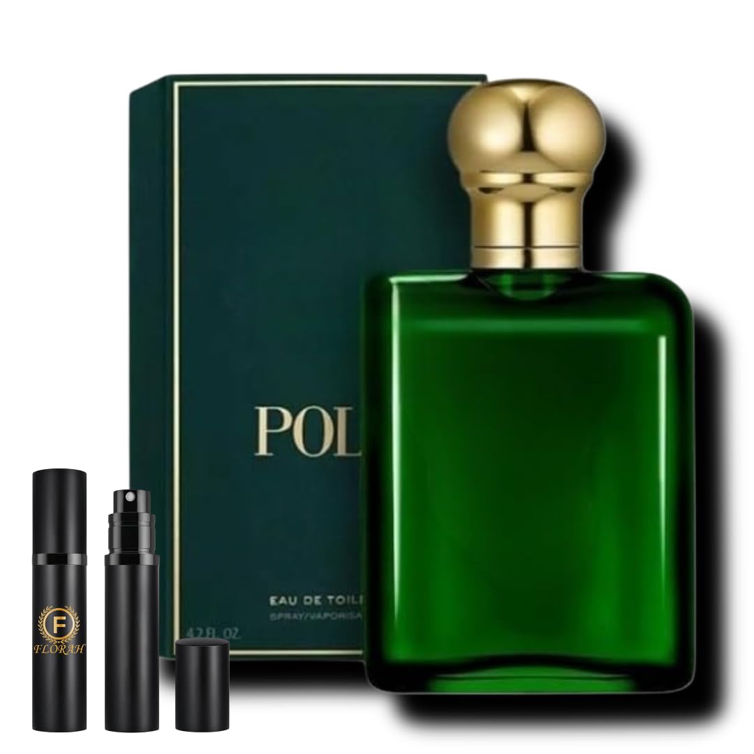 Luxury Brands Cologne for Men Polo Green Eau de Toilette Spray 4.2 oz 2 Pcs gift set Bundle with Mini Refillable Atomizer Perfume bottle