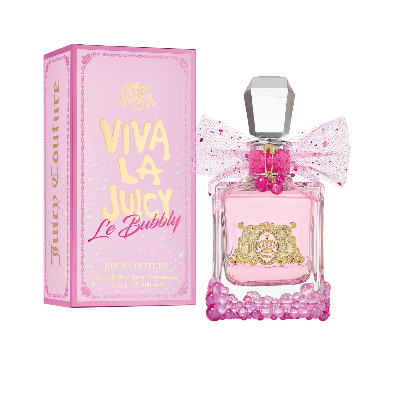 Juicy Couture Viva La Juicy Le Bubbly Eau De Parfum, Luxury Women's Perfume with Notes of Champagne Inspired Pink Berries, Gardenia, Jasmine & Amber - Fruity & Sweet, EDP Spray 3.4 Fl Oz (Pack of 1)