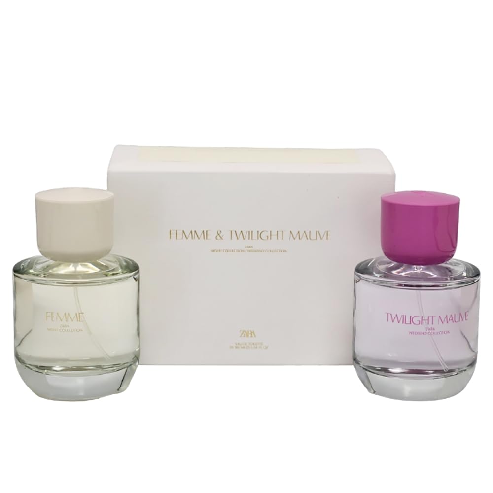 Zara Femme + Twilight Mauve Perfume Gift Set for Women Eau de Toilette Floral Fruity Woody Fragrance 2 x 90 ml (3.04 fl - oz.)