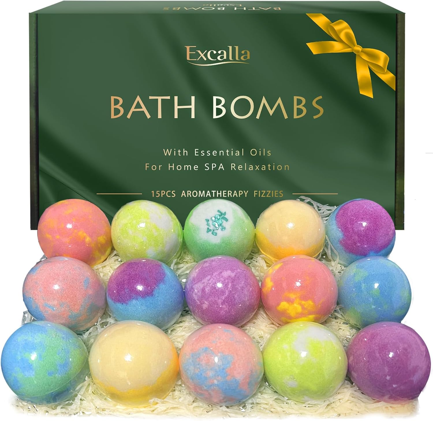 Bath Bombs for Women Gift Set, 15 Pcs Handmade Bubble Bathbombs, Shea & Coco Butter Dry Skin Moisturize, SPA Relaxing Gifts for Women & Men, Her, Girls, Wife, Birthday 1 Count (Pack of 15)