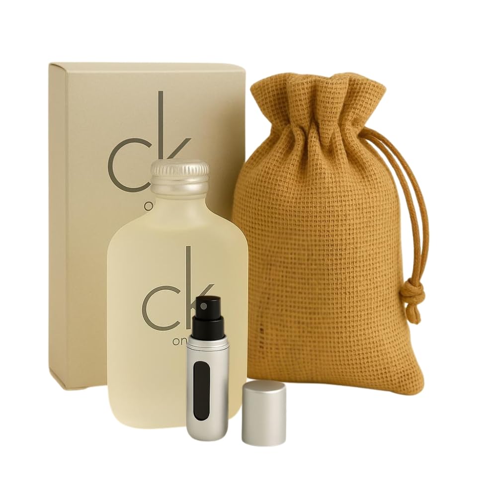 Bundle- Cologne For Men Ck One Eau de Toilette 6.7 Oz with Burlap Bag & 5ml Mini Refillable Atomiser