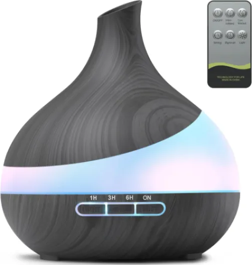 500ML Essential Oil Diffuser: Aroma Diffuser with Remote Control for Hotel Spa Yoga Room - Humidifiers for Bedroom with 14 Colors LED Night Light for Kids/Women Home Relaxation Pitch Black