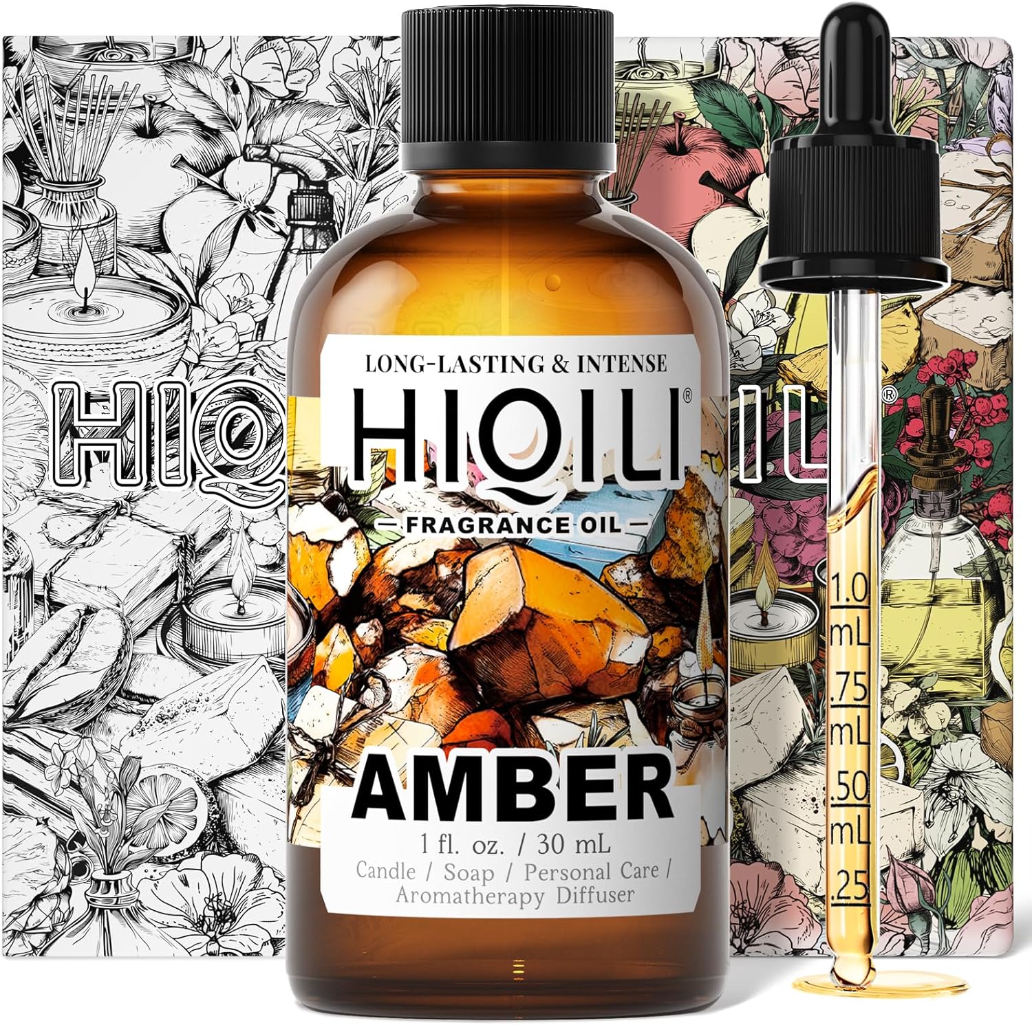 Amber Fragrance Oil for Candle, Perfume, Soap Making, Hotel Scents for Essential Oil Diffuser & Aromatherapy - 1 Fl Oz Oriental-Amber 1 Fl Oz (Pack of 1)