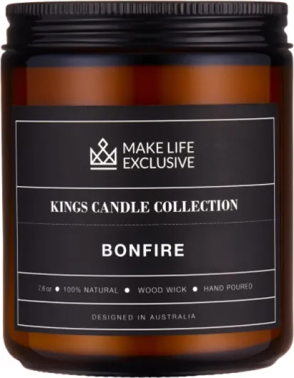 Scented Candles for Men - Bonfire, Mahogany & Teakwood Scented - Wooden Wick, Long Lasting, Masculine Scents - Natural Soy Jar Candle for Home, Bachelor Pad Decor - The Perfect Mens Gift.