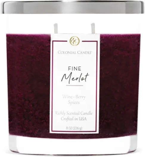 Fine Merlot Scented Candle Jar, Highly Fragranced Candles for Home Scented, Mottled Wax Candle, 2 Wick, 8 oz - Made in The USA Fine Merlot Classic Large Oval Jar