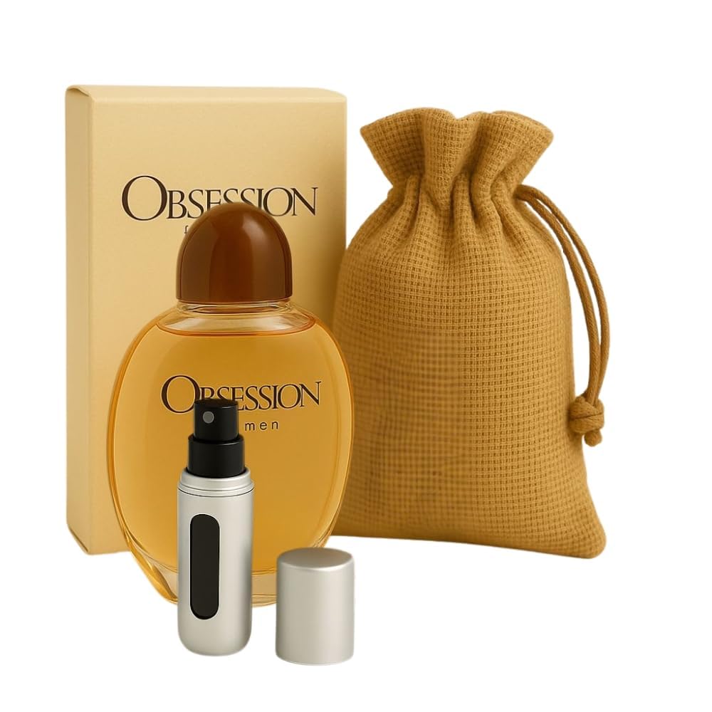 Bundle- Obsession Cologne for Men Eau De Toilette Spray 6.7 Oz with Bag & Refillable Atomiser