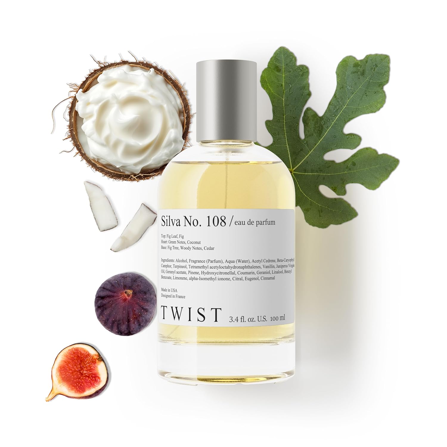 Silva No - 108 - Inspired by Diptyq - Philosykos, Long-Lasting Perfume for Women & Men, Fig Leaf & Coconut, Vegan, Clean Ingredients, Unisex Fragrance – Spray 100 ml - 3.4 fl - oz - Silva No - 108 - Inspired by D - Philosykos 3.4 Fl Oz (Pack of 1)