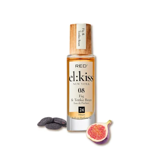 EL:KISS Roll On Perfume, Fig & Tonkin Bean Eau de Parfum 12mL (.40 Fl Oz), Hydrating & Long-Lasting, Alcohol-Free & Mineral Oil-Free, Infused with Jojoba, Argan & Coconut Oil Fig & Tonka Bean