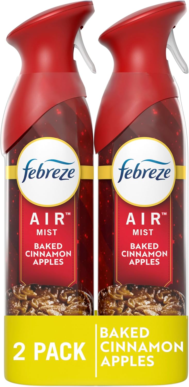 Air Mist Air Freshener Spray, Odor-Fighting Room Spray, Air Fresheners for Home and Bathroom and Kitchen, Aerosol Can, Baked Cinnamon Apples Scent, 8.8oz, 2 Count 8.8 Ounce (Pack of 2)