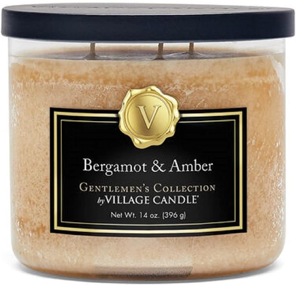 Bergamot & Amber Glass 3-Wick Bowl, Scented Candle, 14 oz., Brown Ivory