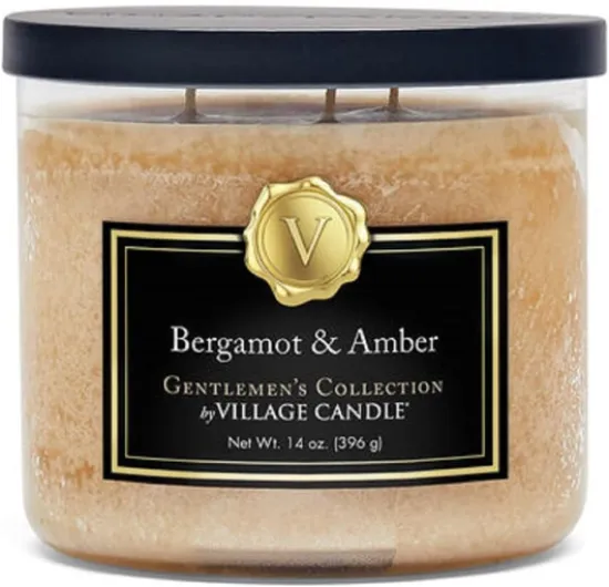 Bergamot & Amber Glass 3-Wick Bowl, Scented Candle, 14 oz., Brown Ivory
