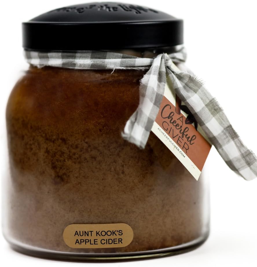 � Aunt Kook's Apple Cider - 34oz Papa Scented Candle Jar with Lid - Keepers of the Light - 155 Hours of Burn Time, Gift for Women, Brown 34oz Aunt Kook's Apple Cider