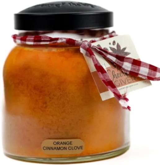 � Orange Cinnamon Clove - 34oz Papa Scented Candle Jar with Lid - Keepers of the Light - 155 Hours of Burn Time, Gift for Women, Orange 34oz Papa Orange Cinnamon Clove