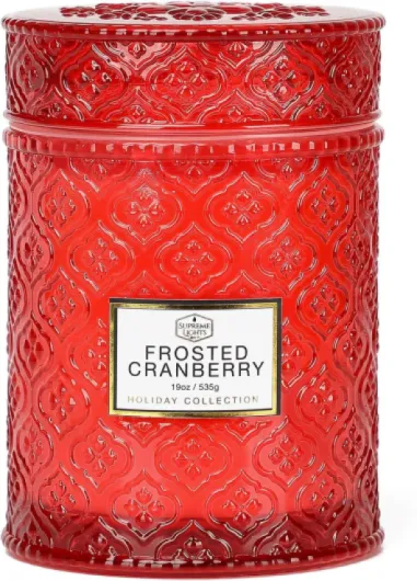 Frosted Cranberry Luxury Scented Candles - 19oz, 88hr Burn Time, Perfect Christmas Gifts for Women
