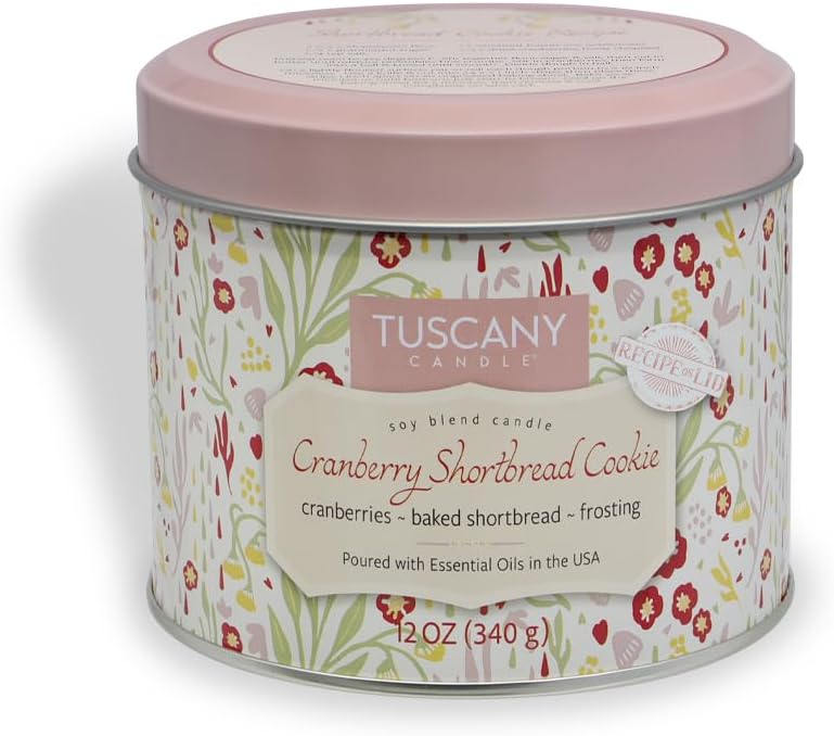 Cranberry Shortbread Cookie: Homemade Frosting Scented Fall Candle, 12 oz – Bakery Tins Collection