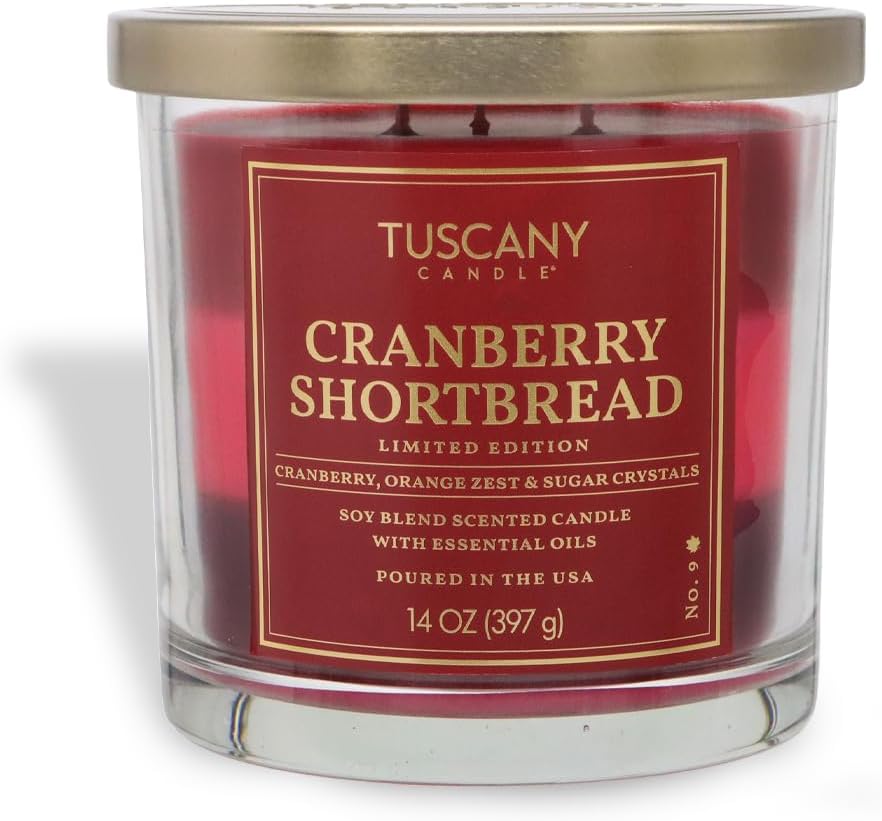 Cranberry Shortbread: Sweet Cranberry & Sugar Scented Fall Candle, 14 oz