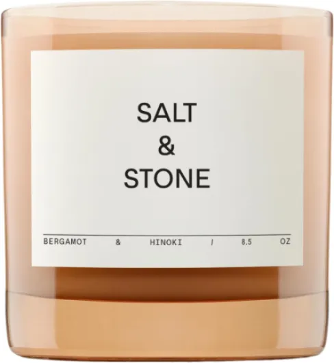 SALT & STONE Scented Candle for Women & Men - Hand-Poured, Aromatic & Fragrant - Coconut & Soy Blend Wax - 100% Cotton Wick - Long-Lasting 50 Hour Burn Time (8.5 oz) (Bergamot & Hinoki)