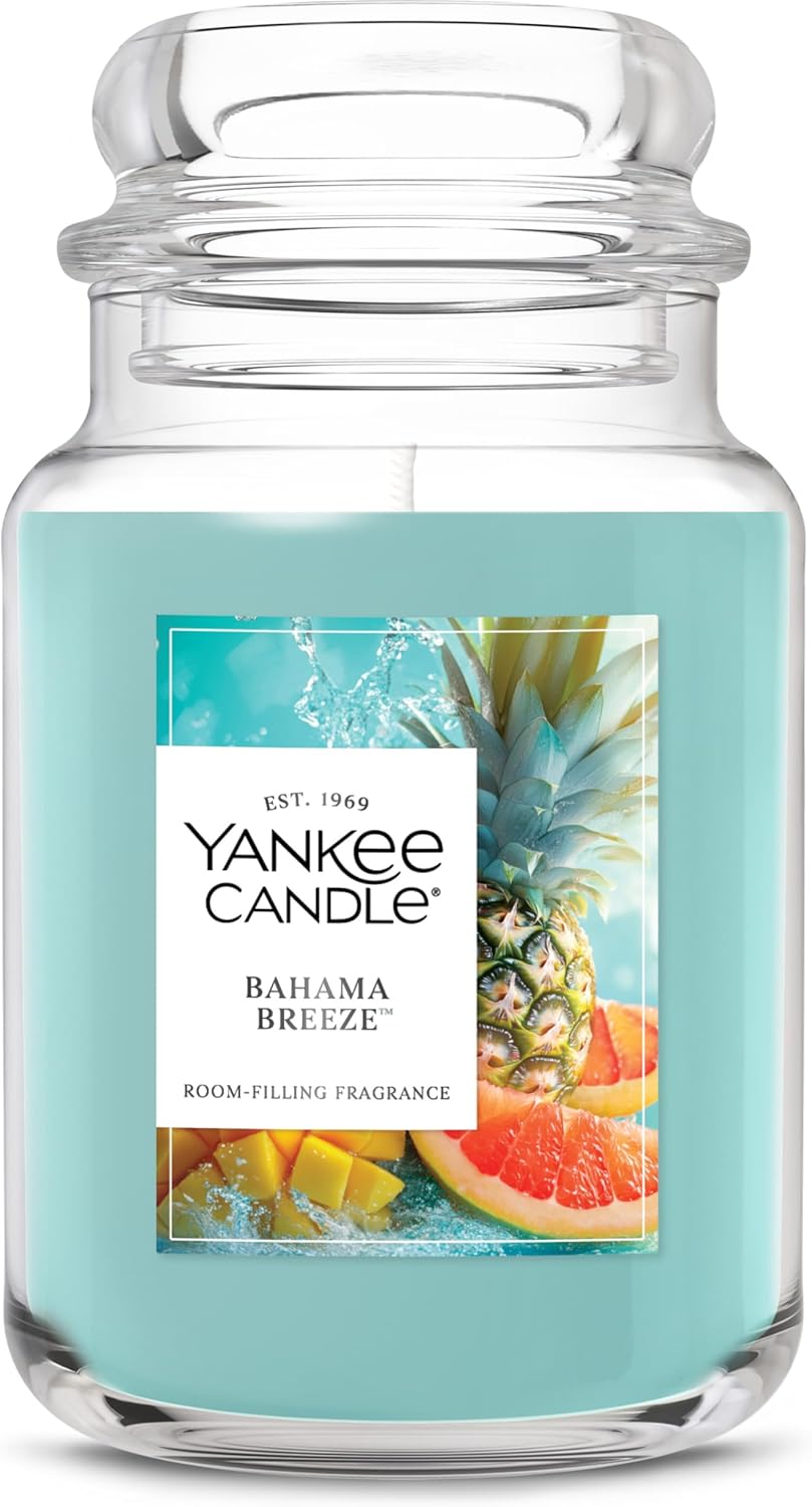 Large Jar Scented Candle with up to 150 Hour Burn Time, Premium Plant Wax Blend for Consistent Burn, 22 oz Jar Candle with Room Filling Fragrance, Bahama Breeze Bahama Breeze Large Jar