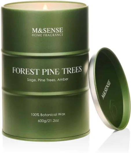 M&SENSE Frosted Pine Scented Candles Large, Natural Soy Candles 21.2oz 120 Hour Slow Burning,Aromatherapy Candle for Stress Relief Meditation Relaxing Large Jar Frosted Pine & Amber