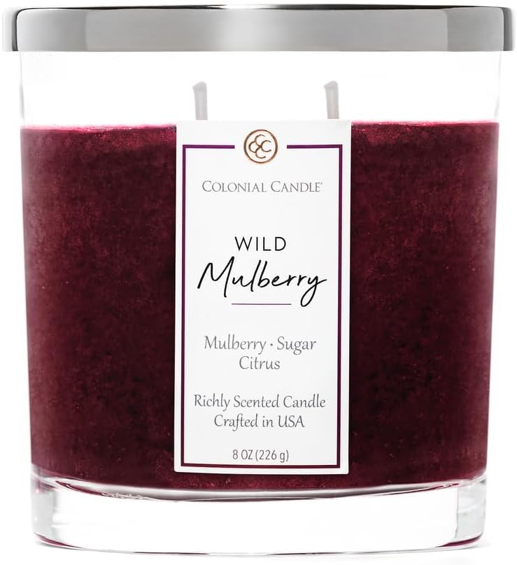 Wild Mulberry Scented Candle Jar, Highly Fragranced Candles for Home Scented, Mottled Wax Candle, 2 Wick, 8 oz - Made in The USA Wild Mulberry Classic Large Oval Jar