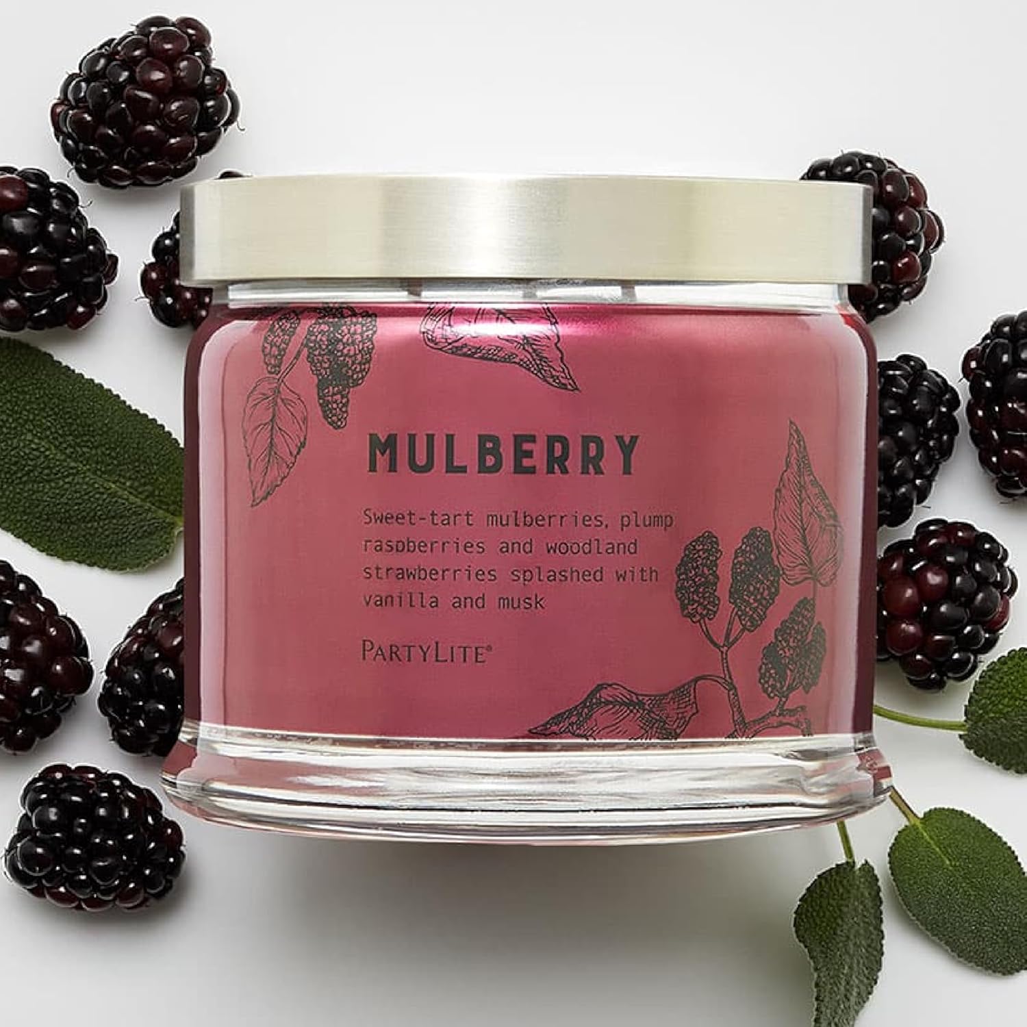 Mulberry Scented, Notes of Tart Black Currant, Sweet Blackberry, Juicy Mulberry & Jewels of Pomegranate, 13.2oz 3-Wick Jar Candle, 45 Hour Burn Time, Luxurious Fragrance, Perfect for Gifting