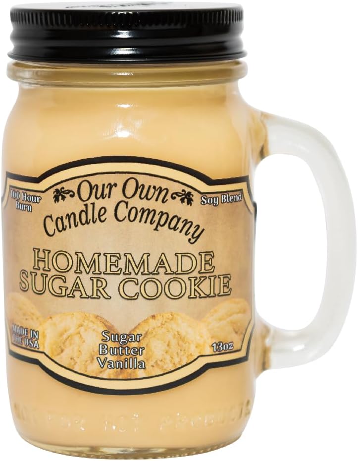 Homemade Sugar Cookie Scented Mason Jar Candle, 100 Hour Burn Time, Made in The USA - 13 Ounces