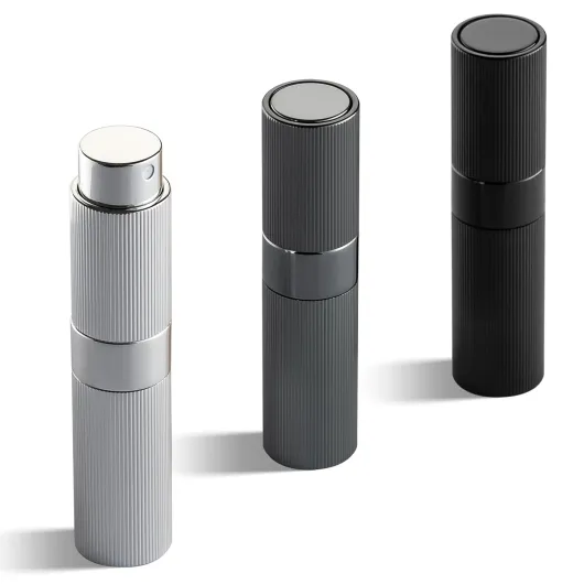 Perfume Travel Refillable Bottle - Atomizer Cologne Spray for Men Portable - Mini Sprayer Empty for Refill - Small Size 8ML Striped (Grey, Black, Silver) 3 Colors5