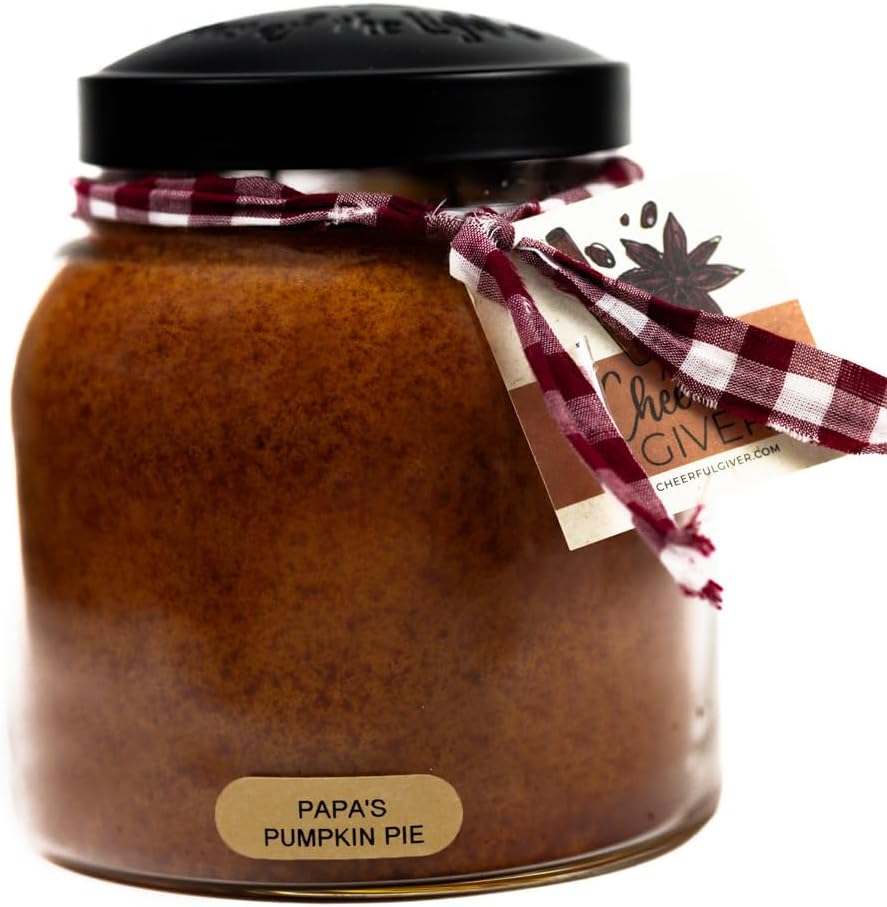 � Papa's Pumpkin Pie - 34oz Papa Scented Candle Jar with Lid - Keepers of the Light - 155 Hours of Burn Time, Gift for Women, Brown 34 oz Pumpkin Pie