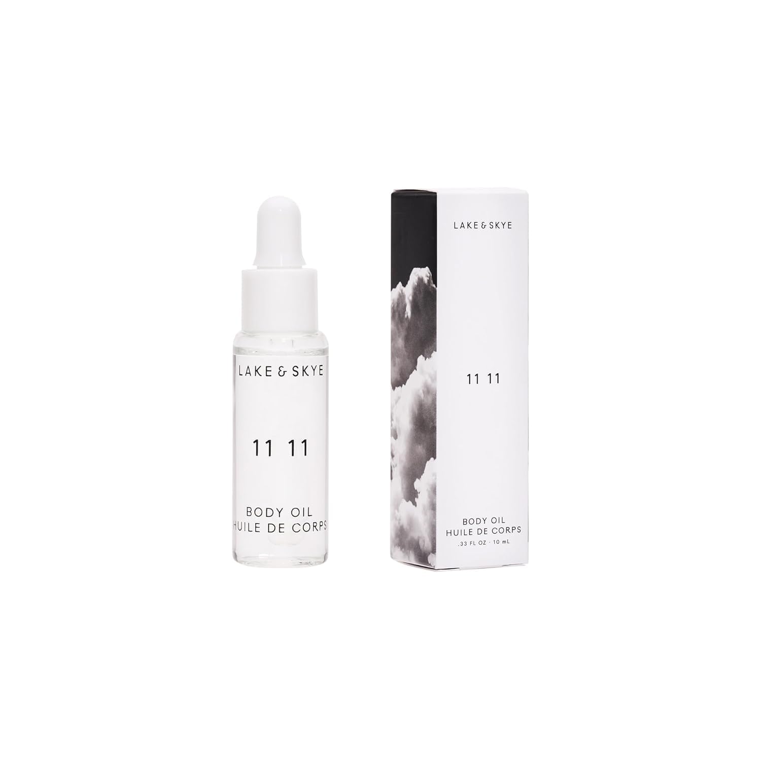 Lake & Skye 11 11 Body Oil Mini, 0.33 fl oz (10 ml) - Hydrating with Vitamin E & Sweet Almond Oil - Sheer & Uplifting Scent 0.34 Fl Oz (Pack of 1)