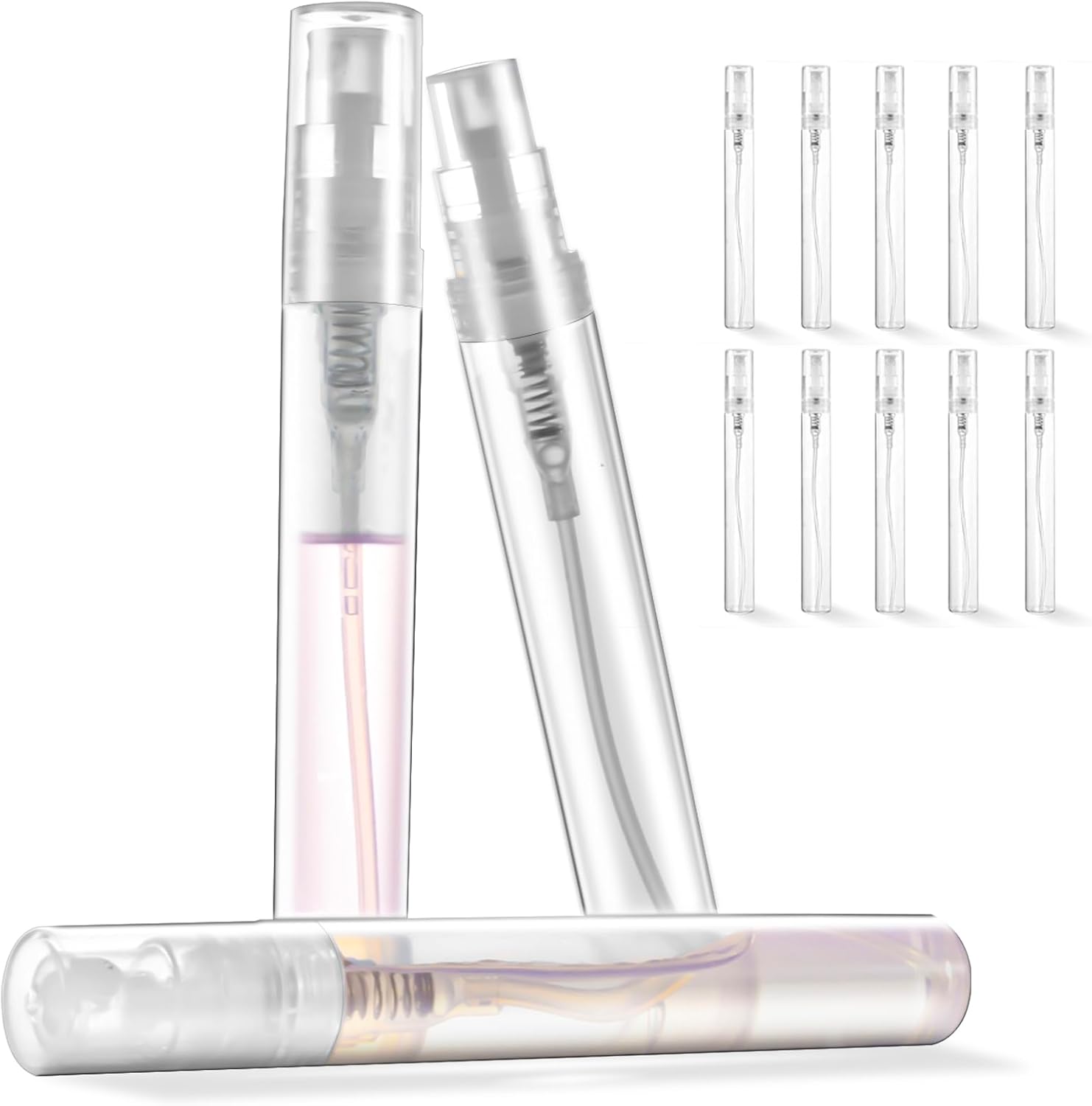 Mini Perfume Sample Bottles, 10 Pack 5 ml Plastic Small Perfume Spray Bottle, Fine Mist, Portable Perfume Travel Refillable Bottle, 2025 Upgraded atomizer sprayer for perfume, Clear 5ML