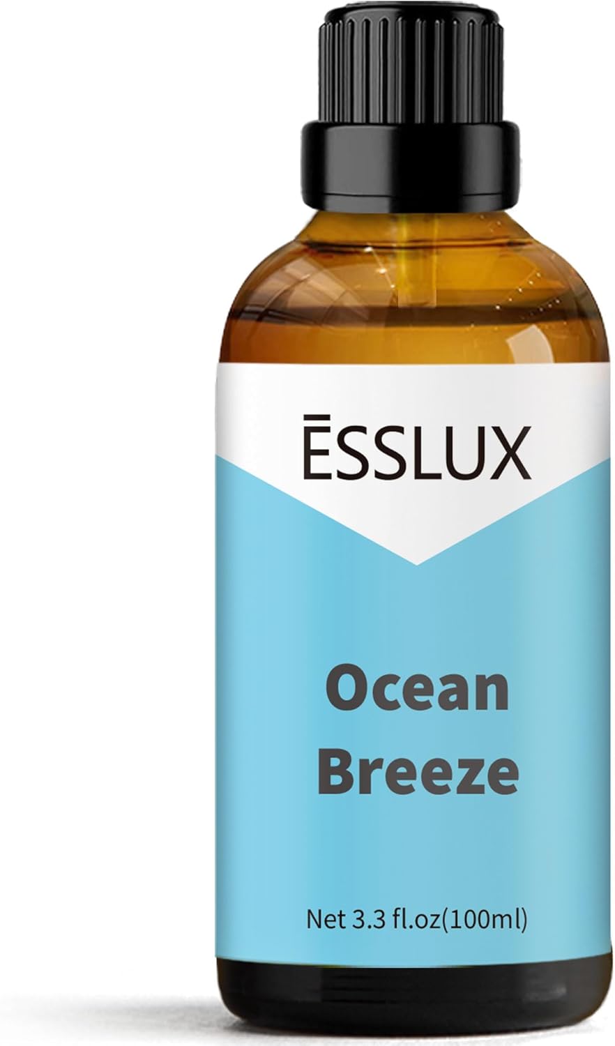 Ocean Breeze Fragrance Oil, ESSLUX Large Single Scented Oils 100 ml (3.3 oz), Fresh Sea Aromatherapy Essential Oils for Home for Diffuser, Massage, Soap, Candle Making Scents Ocean Breeze 3.3 Fl Oz (Pack of 1)