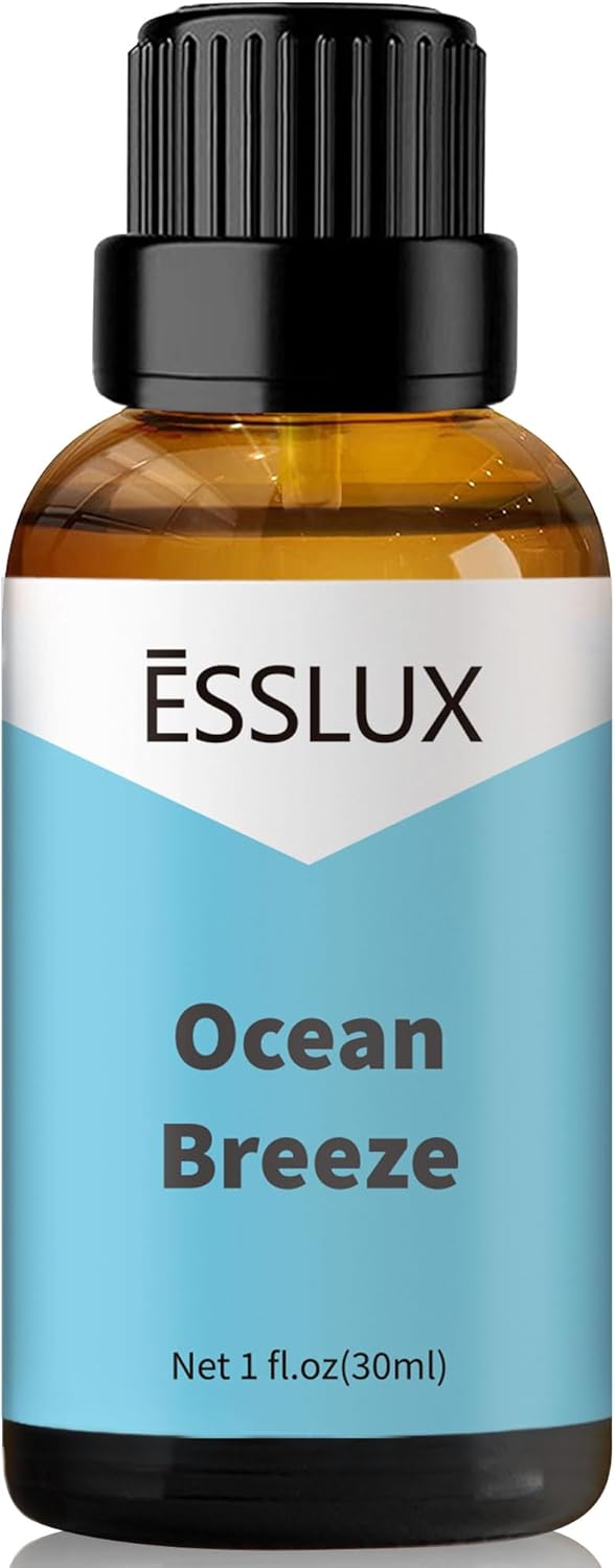 Ocean Breeze Fragrance Oil - ESSLUX Essential Oils for Diffuser, Candle Soap Making Clean Fresh Scents, Aromatherapy Scented Massage, Perfume for Humidifier Home Fragrance, 1 fl oz Ocean Breeze 1 Fl Oz (Pack of 1)