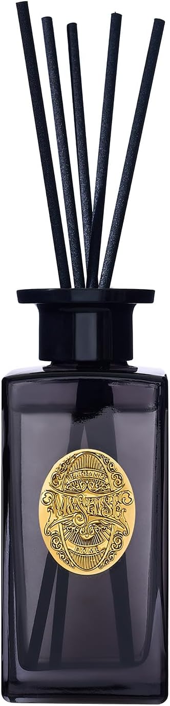 M&SENSE 6.3 oz Large Reed Diffuser Set - Sandalwood Vanilla Scent Oil Diffuser with Sticks - Hotel Collection Non-Toxic Essential Oil -for Bedroom Bathroom Living Room 180ml Sandalwood Vanilla