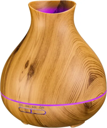 Aromatherapy Essential Oil Diffuser 550ml 12 Hours Wood Grain Aroma Diffuser with Timer Cool Mist Humidifier for Large Room, Home, Baby Bedroom, Waterless Auto Shut-off,7 Colors Lights Changing Brown