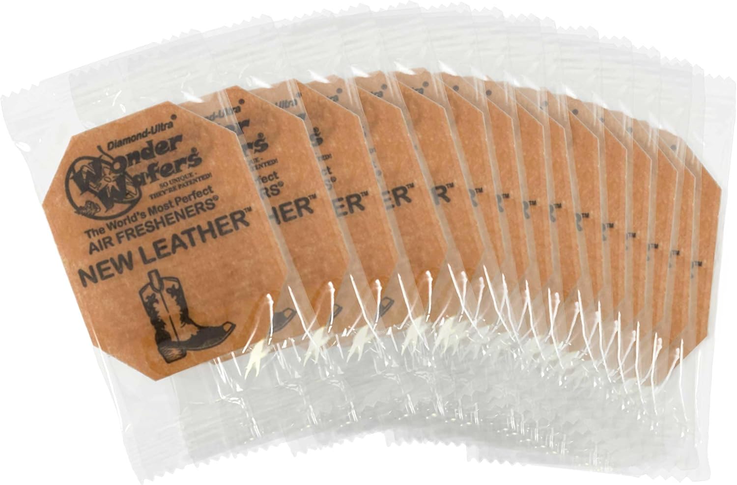 Wonder Wafers - Diamond-Ultra Scented Car Air Fresheners - Individually Wrapped (15 Per Pack) (New Leather)