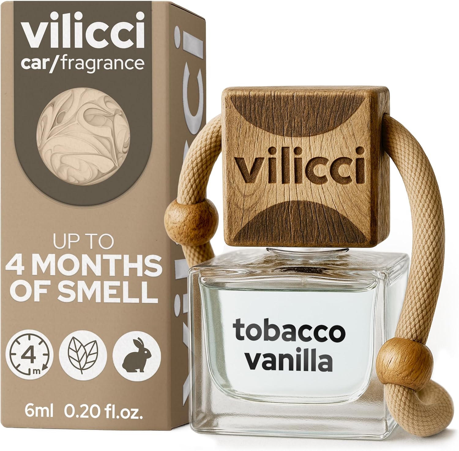 Tobacco Vanilla Car Air Freshener – Premium Auto Perfume & Car Diffuser - Sophisticated & Timeless Scent - Long-Lasting Up to 120 Days - Odor Eliminating - Vegan, Cruelty-Free Car Perfume Tobacco Vanilla 0.2 Fl Oz (Pack of 1)