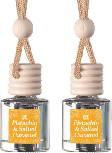 CANDECraftCo Car Air Hanging Fragrance Oil, Car Auto Freshener for Essential Oils, Scents Fragrance Aromatherapy Automobile Diffuser, Long Lasting (Pistachio & Salted Caramel)