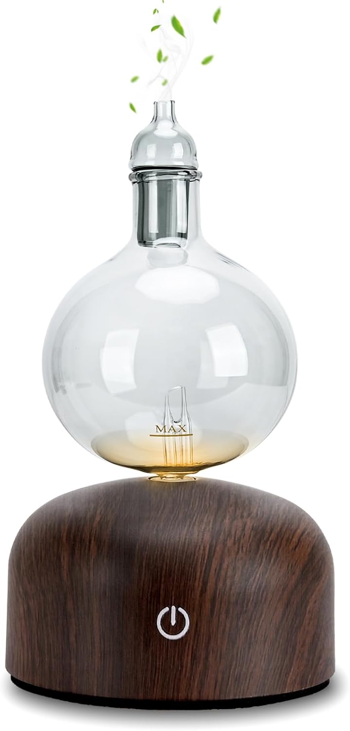 Rechargeable Waterless Essential Oil Diffuser, Aromatherapy Spray Glass Oil Diffuser, Touch Control with 2 Modes,Travel Portable，Silent Operation and Auto-Off Yellow Light for Home Office