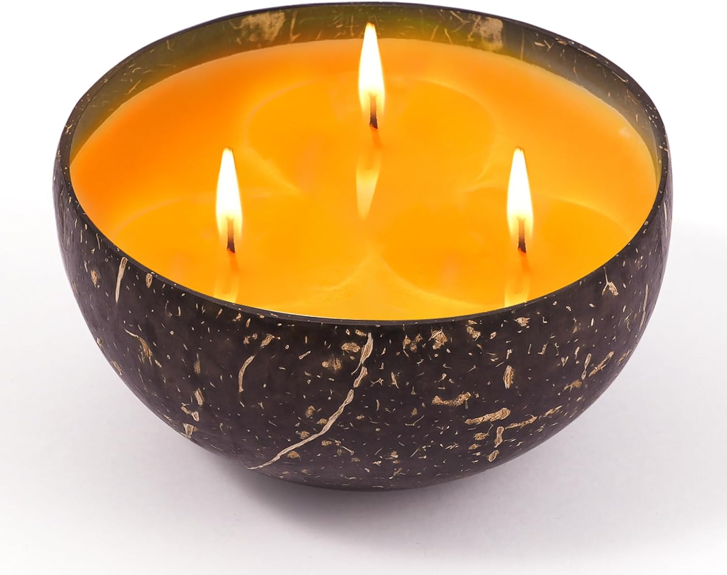 Fall Scented Candle – Vanilla & Sandalwood, 3 Wick 12oz Soy Candle in Natural Coconut Shell, Long Lasting Non Toxic Aromatherapy Candle for Relaxation, Meditation & Cozy Home Decor Gift