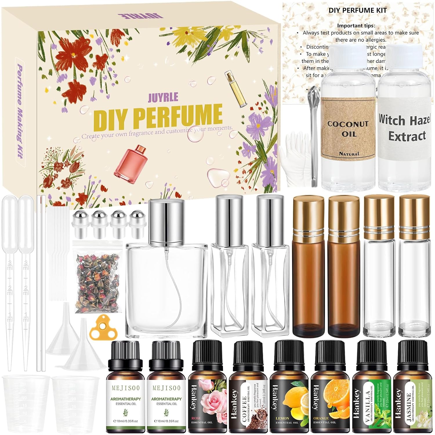 Perfume Making Kit- DIY Roller Perfume Making Kits for Women, Make Your Own Scent with Essential Oil, Bottle, Roller Fragrance Set, Fragrance Gifts for Women Girls