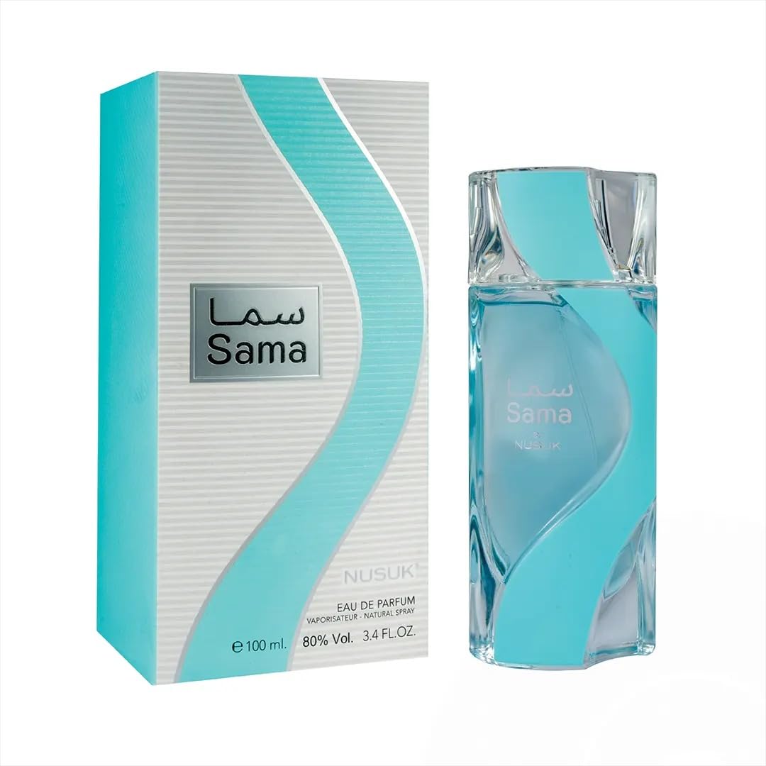 Nusuk Sama Eau de Parfum, 3.4 fl oz (100 ml) — Fresh Aquatic Citrus with Lemon & Bergamot, Ozonic Sage & Geranium, Clean Moss, Musk & Amber — Aromatic EDP Spray