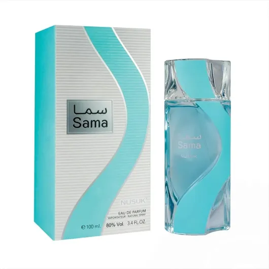 Nusuk Sama Eau de Parfum, 3.4 fl oz (100 ml) — Fresh Aquatic Citrus with Lemon & Bergamot, Ozonic Sage & Geranium, Clean Moss, Musk & Amber — Aromatic EDP Spray