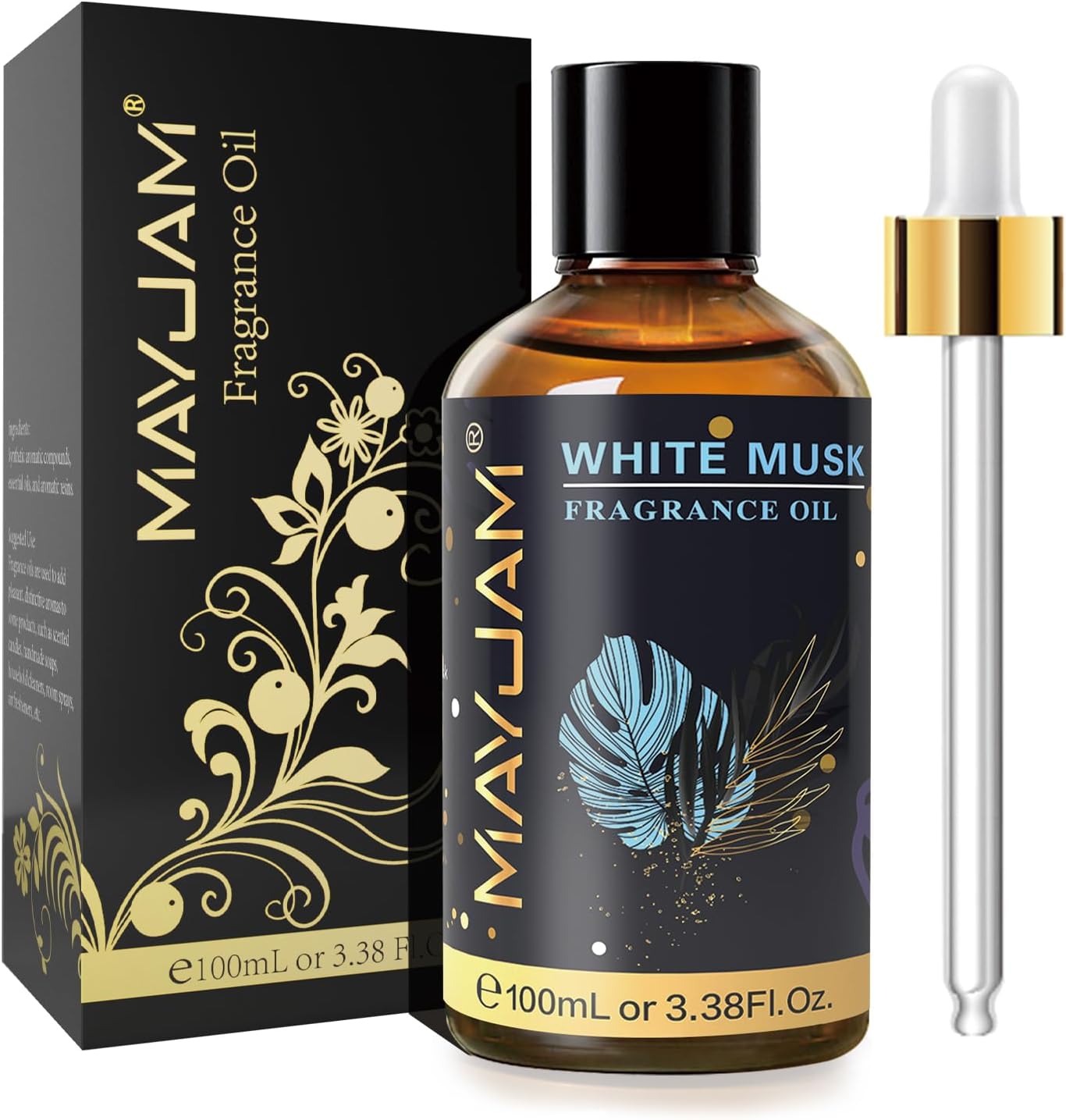 100ML/3.38FL.OZ White Musk Fragrance Oils with Glass Dropper, Essential Oils for Diffusers for Home, Long Lasting Scented Oils for Diffusers Soap Candle Making White Musk 3.38 Fl Oz (Pack of 1)